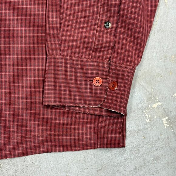 Vintage Harry Rosen Dress Shirt Rayon Check Long Sleeve Red Oversized Large - Picture 4 of 8